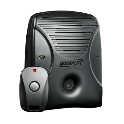 Dog Silencer® MAX with its included remote control.Open Box Dog Silencer MAX – ultrasonic no-shock bark control device for stubborn dogs, reduces barking up to 300 feet, 1-year warranty